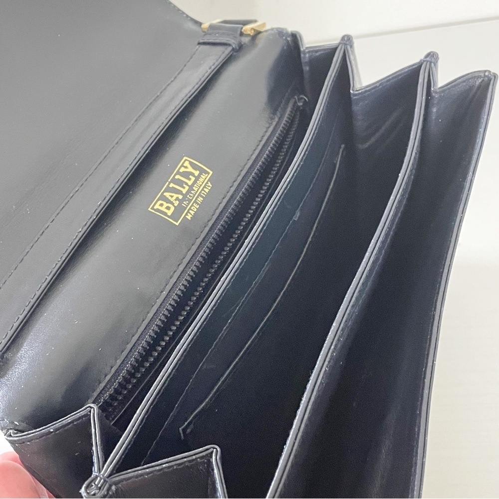Bally vintage dark navy blue leather turnlock flap shoulder bag - Picture 8 of 14